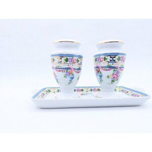 Salt &  Pepper Shakers European Claraluna Dainty Floral Gold French Style READ